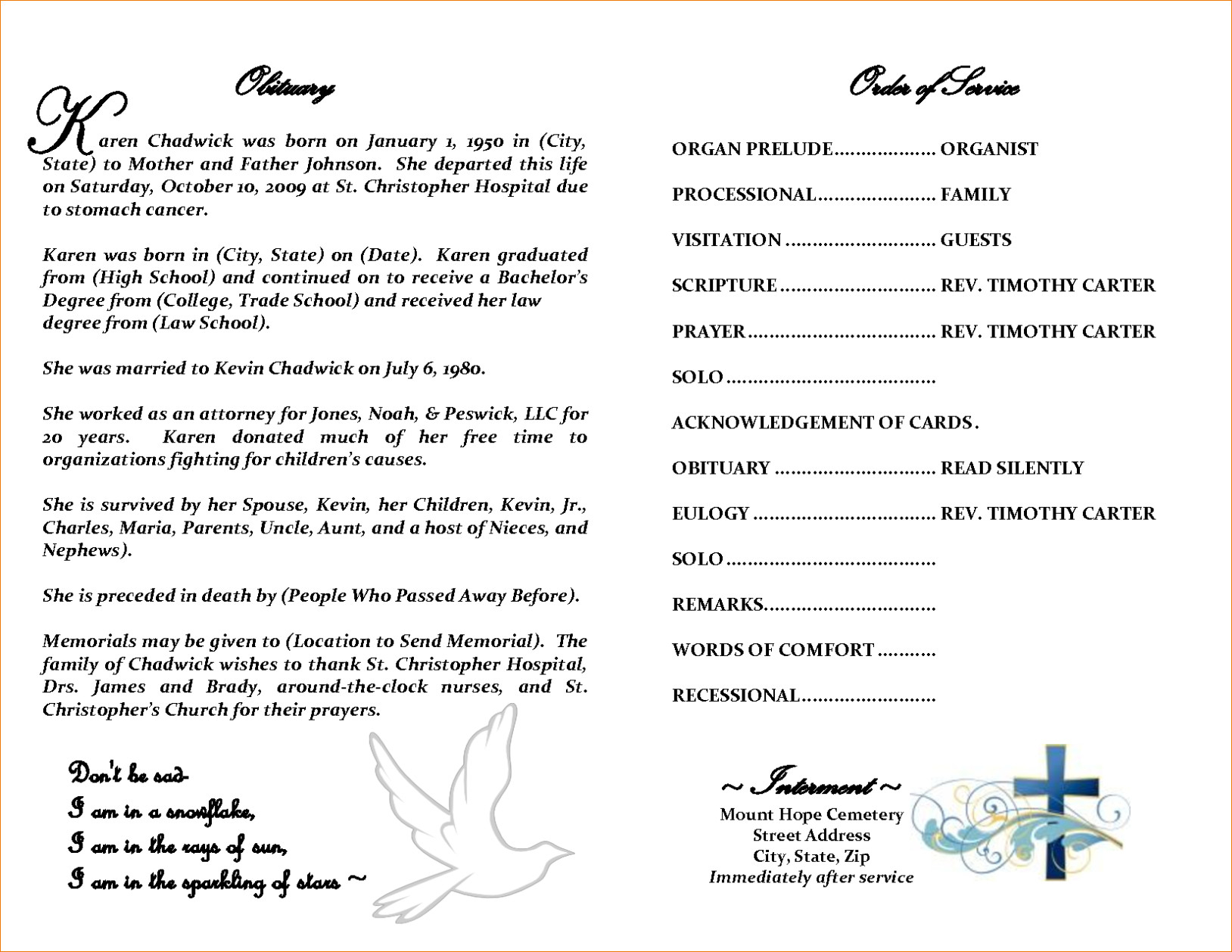 Free Obituary Template Download Luxury How To Write An Throughout Fill In The Blank Obituary Template