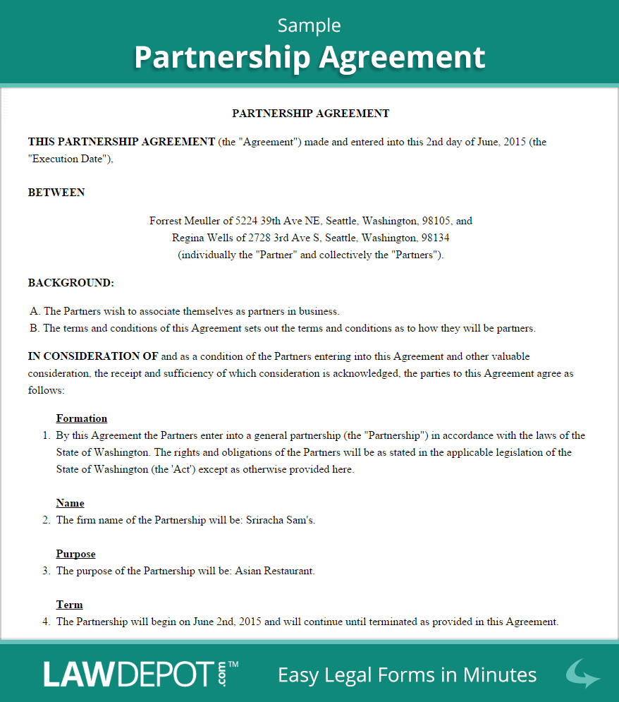 Free Partnership Agreement – Create, Download, And Print Intended For Contract For Business Partnership Template