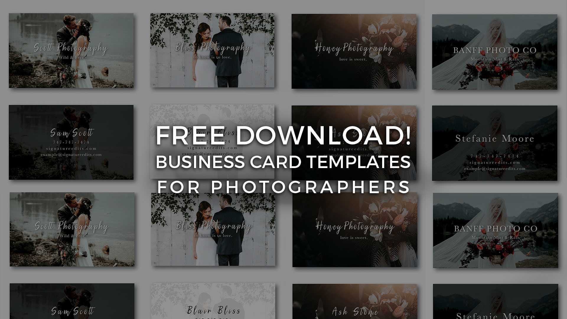 Free Photographer Business Card Templates! – Signature Edits With Free Business Card Templates For Photographers