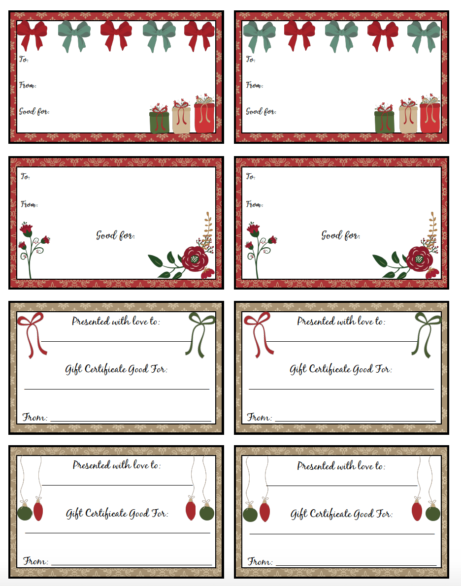 Free Printable Christmas Gift Certificates: 7 Designs, Pick Inside Free Christmas Gift Certificate Templates
