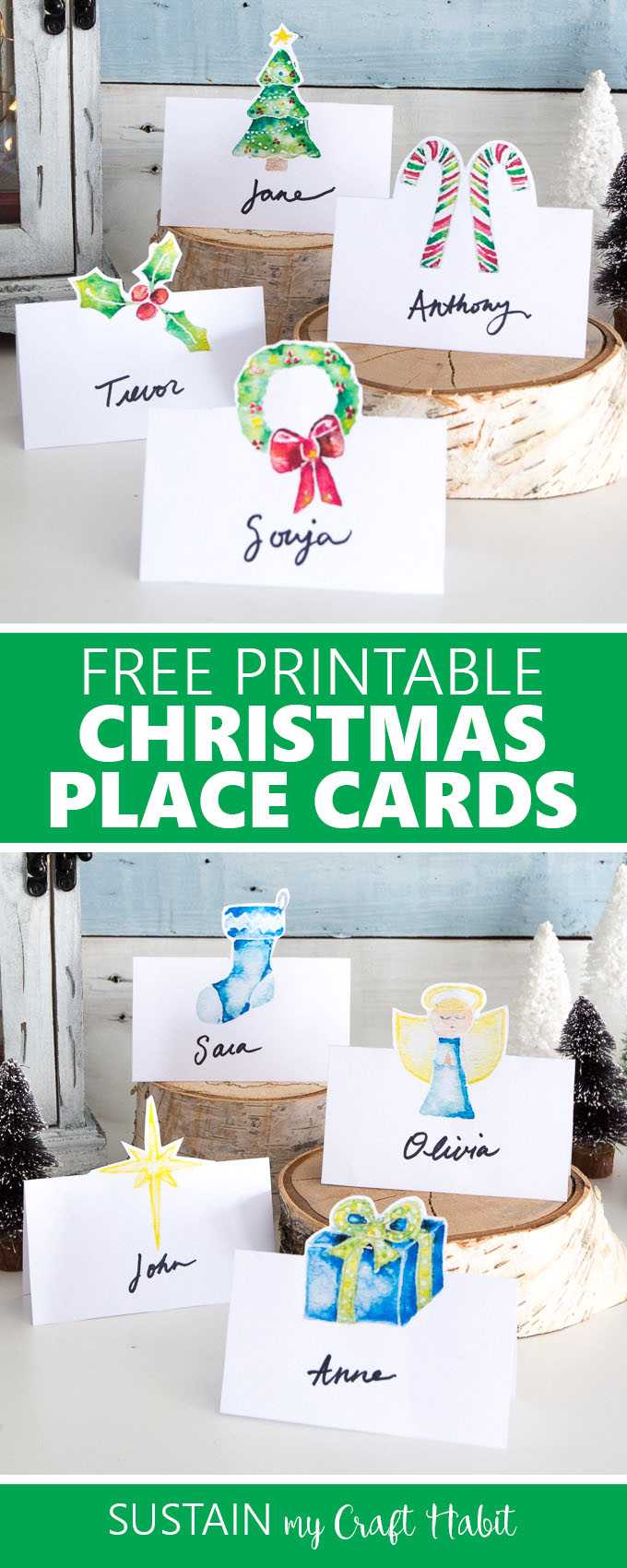 Free Printable Christmas Place Cards – Sustain My Craft Habit Intended For Christmas Table Place Cards Template