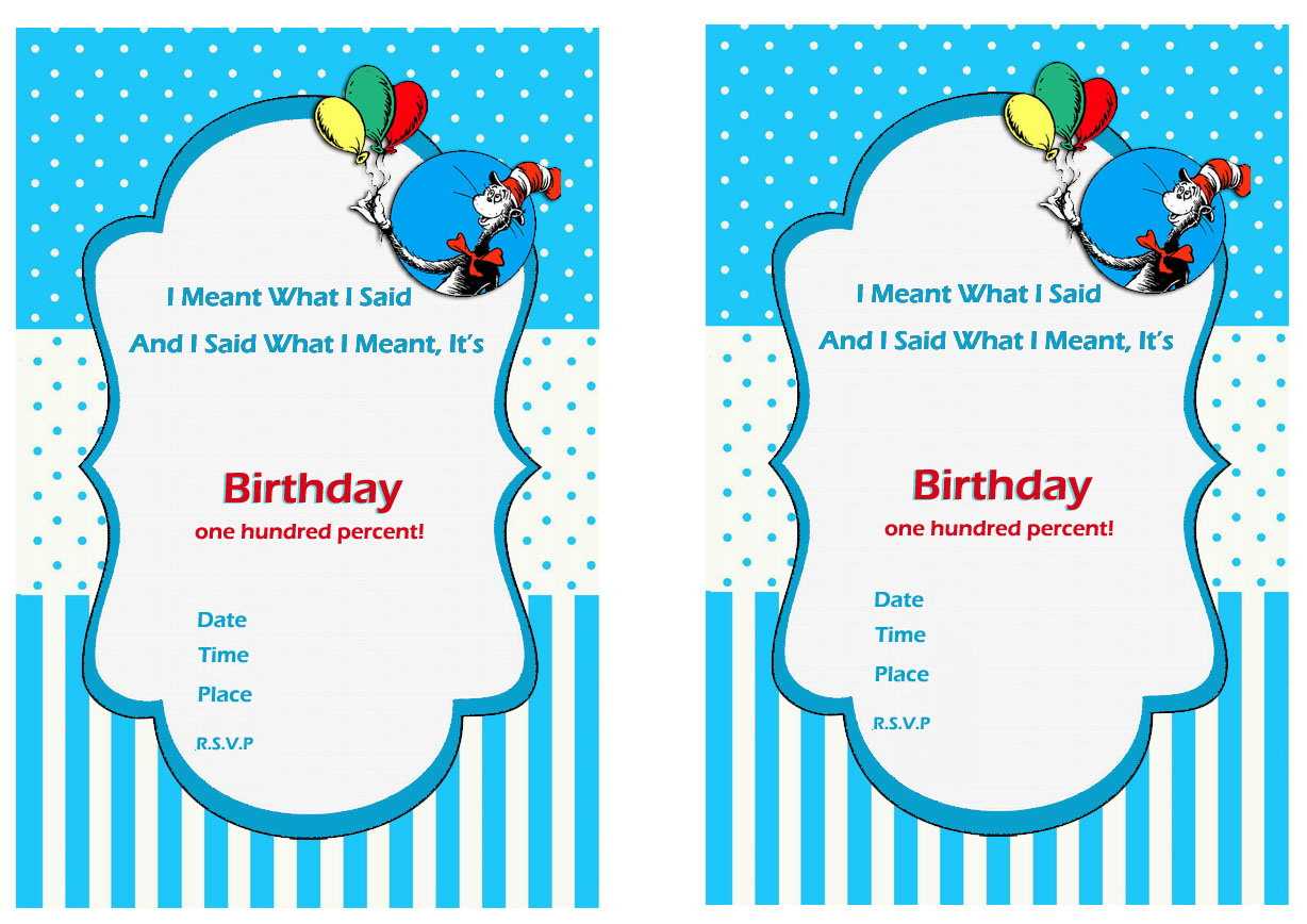 Free Printable Dr Seuss First Birthday Invitations – Bagvania With Regard To Dr Seuss Birthday Card Template