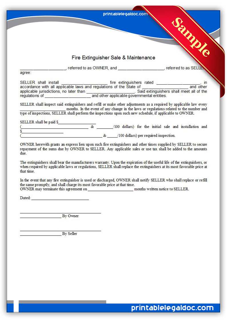 Free Printable Fire Extinguisher Sale & Maintenance Regarding Fire Extinguisher Certificate Template