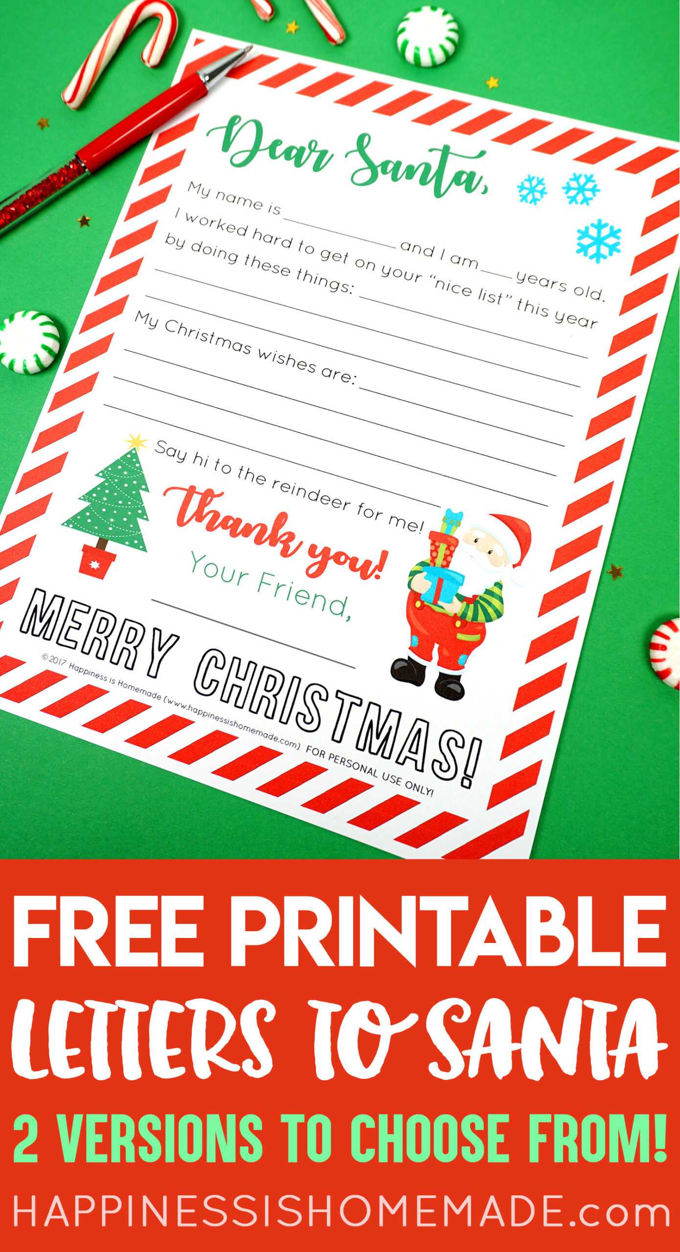 Free Printable Letter To Santa – Happiness Is Homemade In Free Printable Letter From Santa Template
