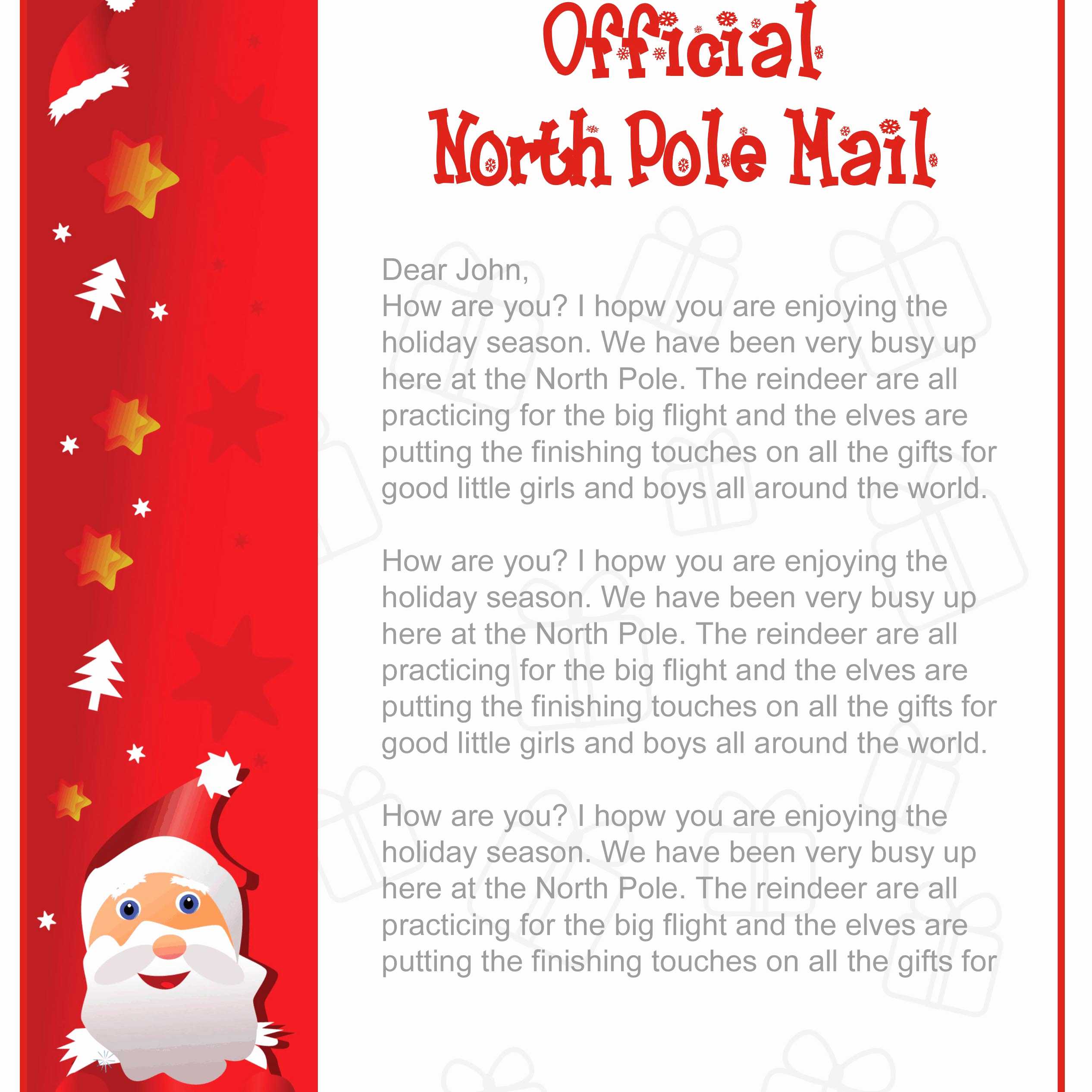 Free Printable Santa Letters That Are Intrepid | Wanda Website In Free Printable Letter From Santa Template