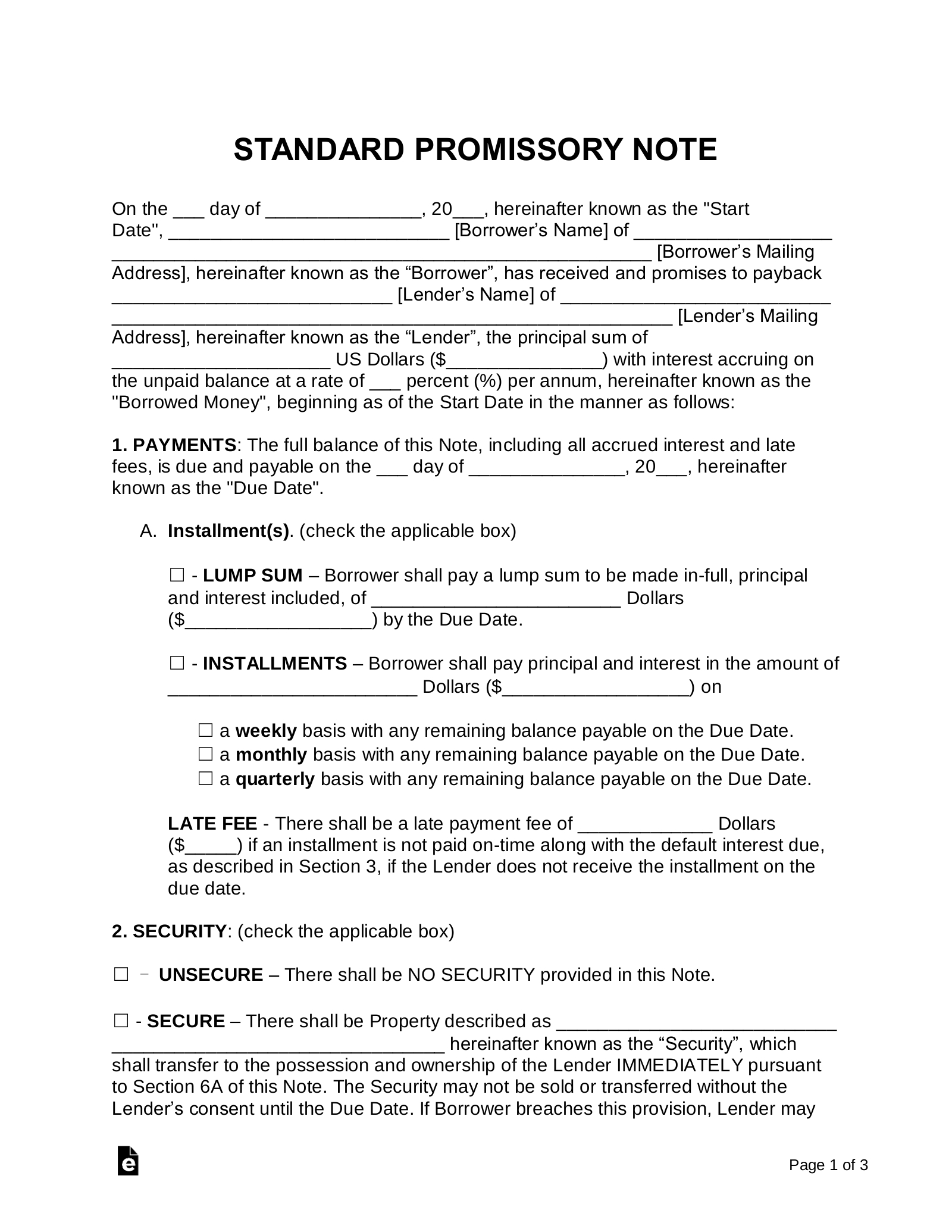 Free Promissory Note Templates – Word | Pdf | Eforms – Free With Regard To Free Promissory Note Template For Personal Loan