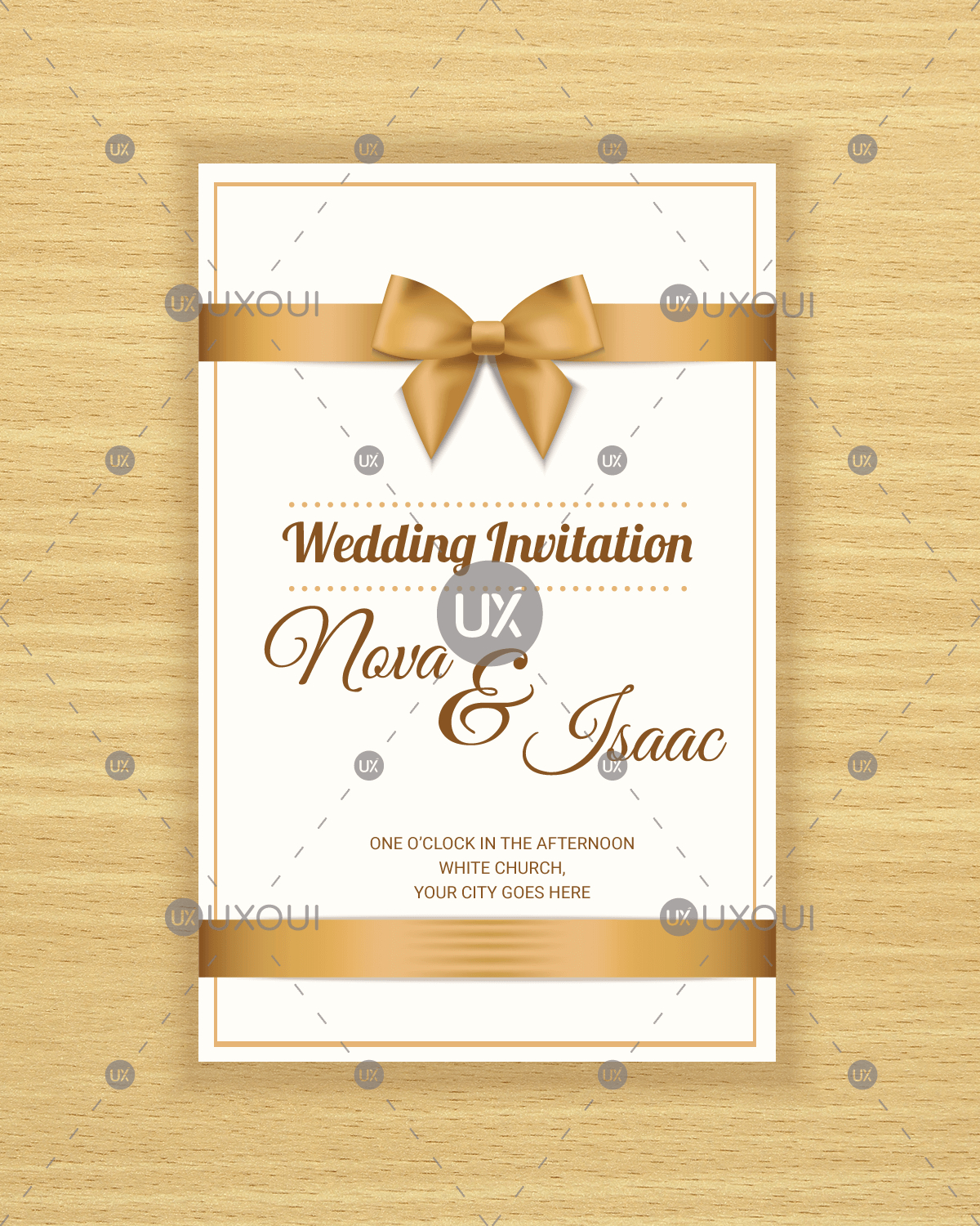 Free Retro Wedding Invitation Card Template Design Vector With A Ribbon In Church Invite Cards Template