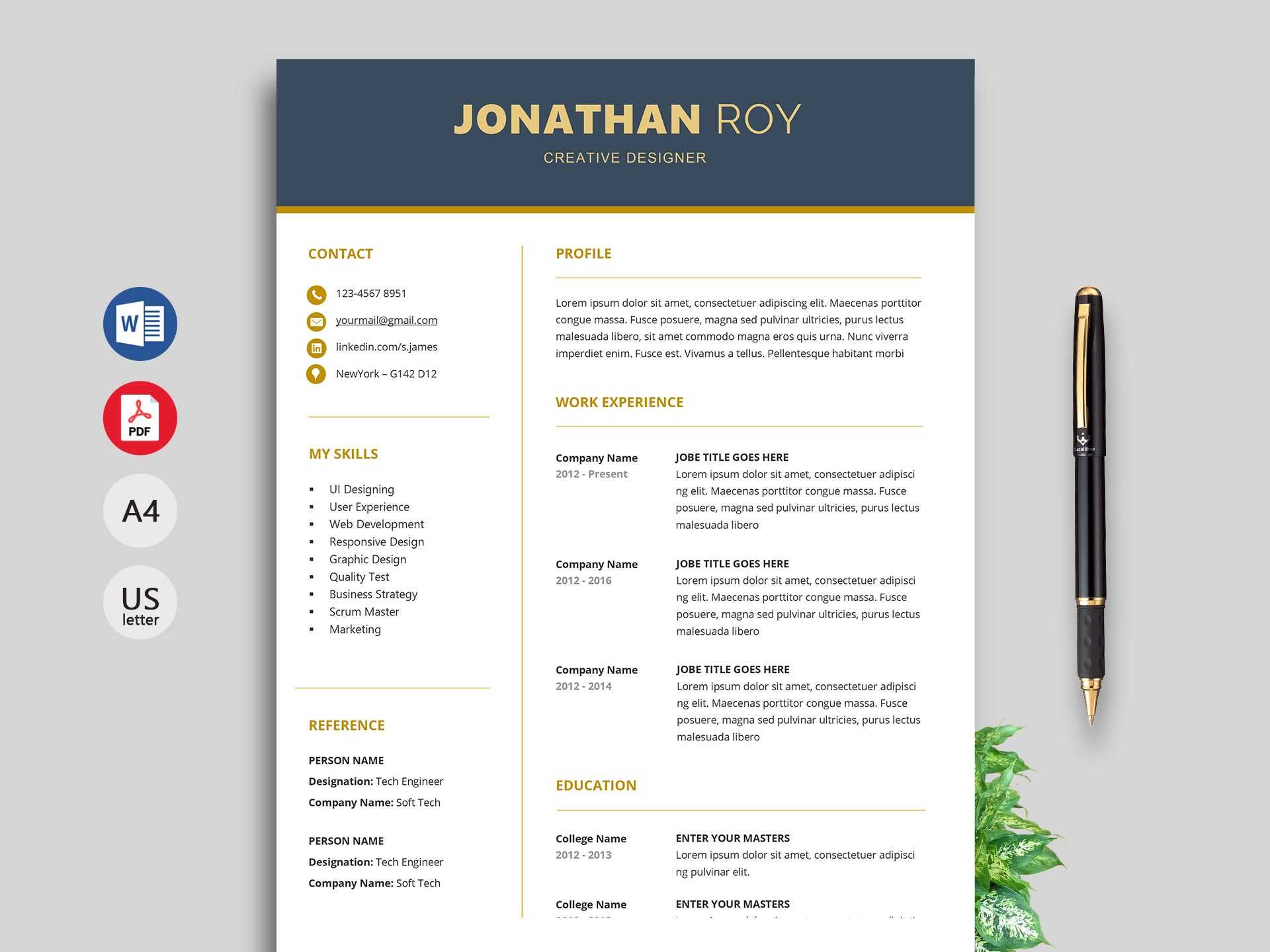 Free Simple Resume & Cv Templates Word Format 2020 | Resumekraft For Free Basic Resume Templates Microsoft Word