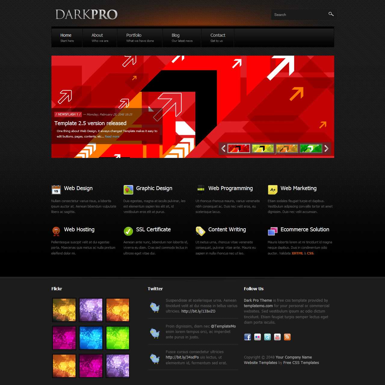 Free Template 347 Dark Pro In Free Css Website Templates With Drop Down Menu