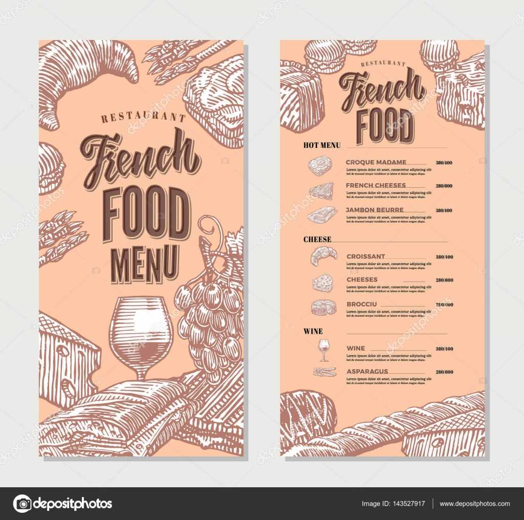 French Food Restaurant Menu Vintage Template — Stock Vector With Regard To French Cafe Menu Template