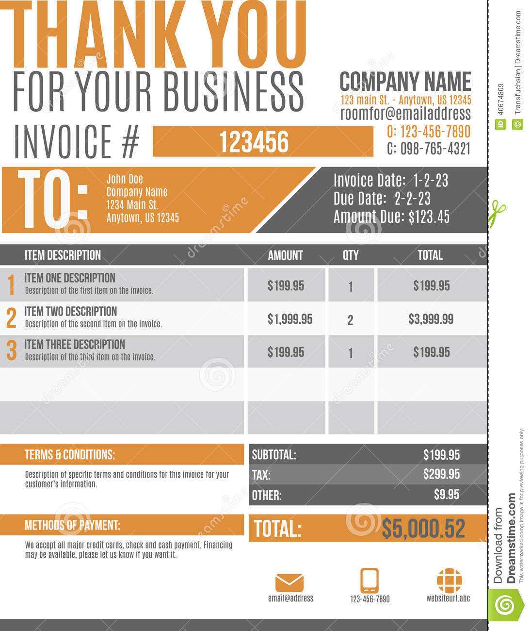 Fun Invoice Template Design Stock Vector – Illustration Of For Cool Invoice Template Free
