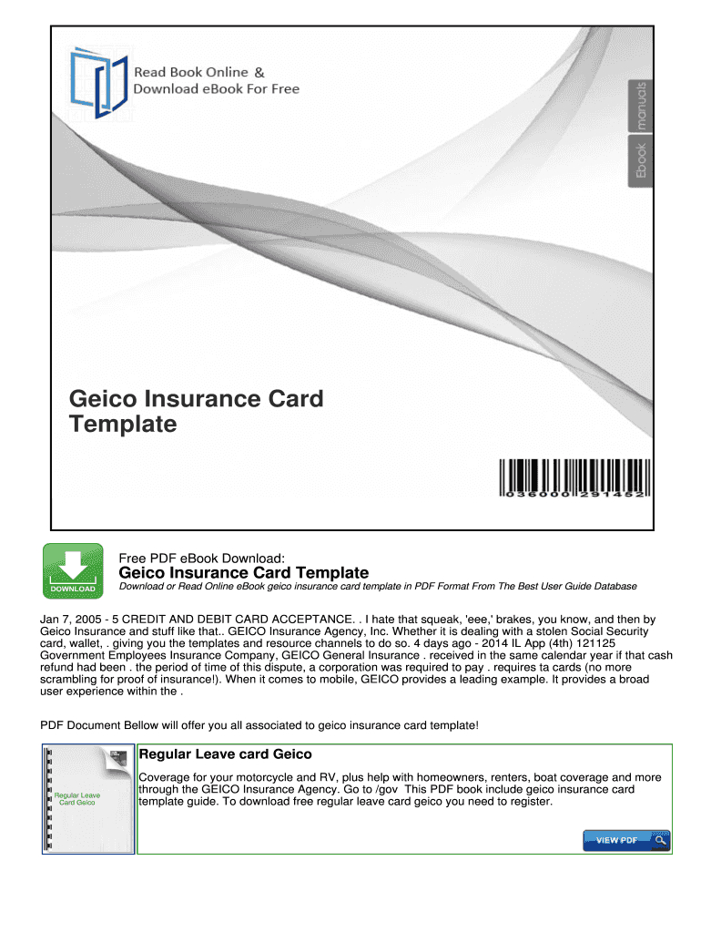 Geico Insurance Card Template Pdf – Fill Online, Printable For Fake Auto Insurance Card Template Download