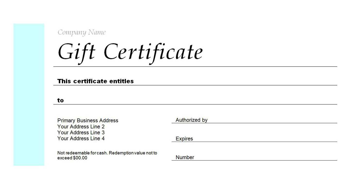 Generic Gift Certificate Template – Colona.rsd7 Throughout Fillable Gift Certificate Template Free