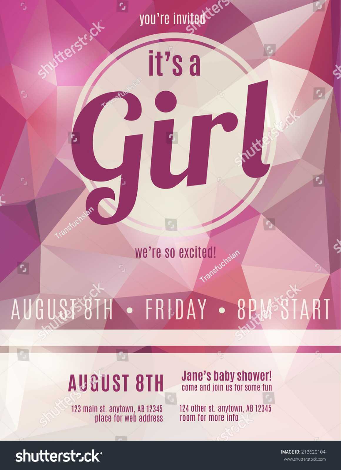 Girl Birth Announcement Flyer Design Template Stock Vector With Regard To Flyer Announcement Template