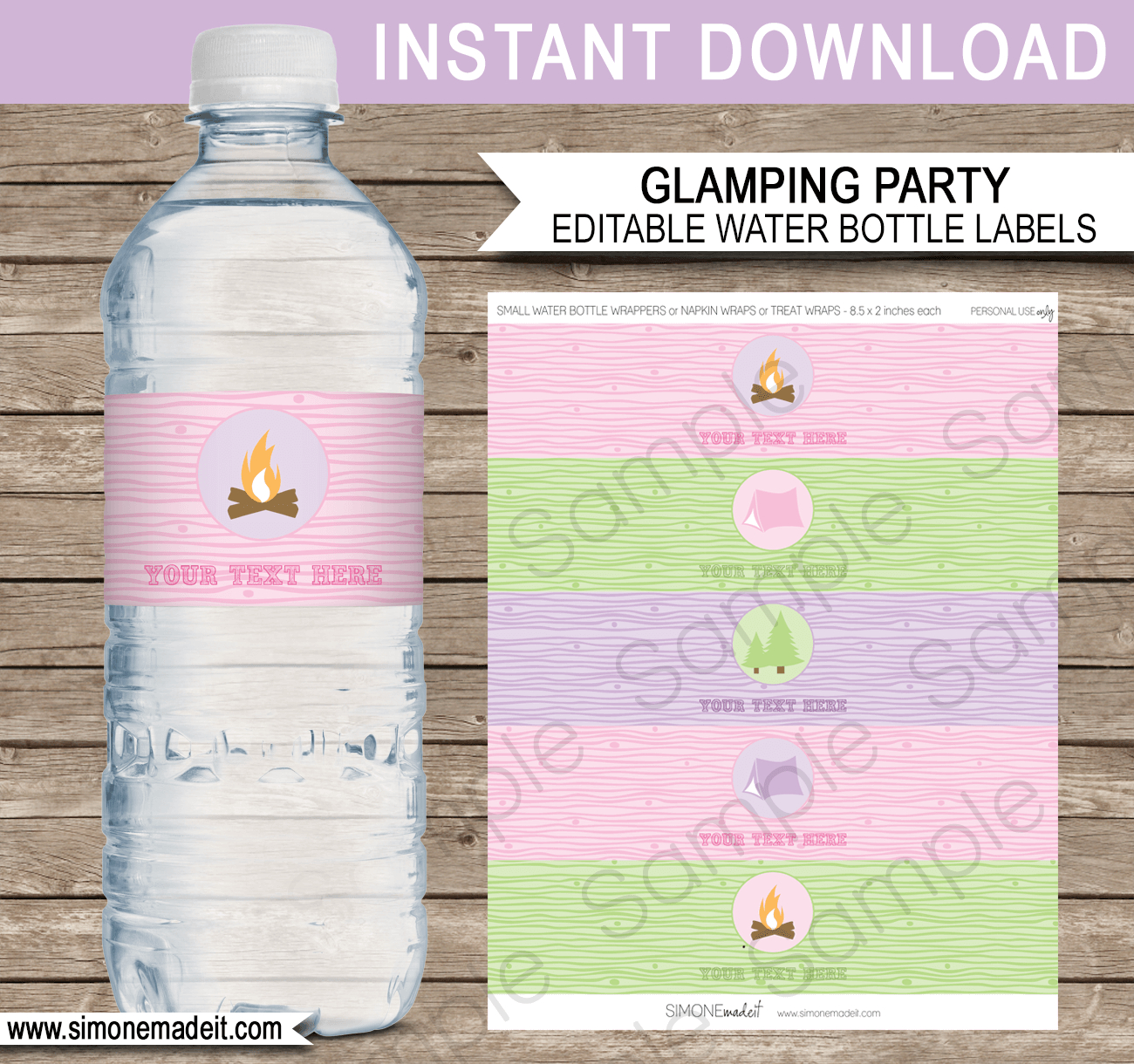 Glamping Party Water Bottle Labels Template Pertaining To Free Printable Water Bottle Label Template