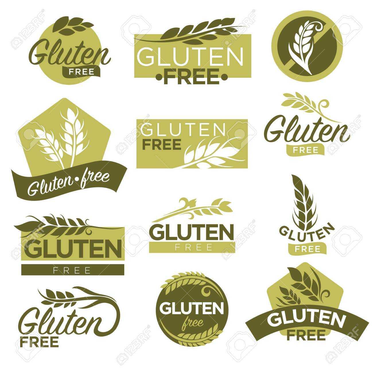 Gluten Free Vector Templates. Isolated Set Of Icons For Healthy.. Within Food Product Labels Template
