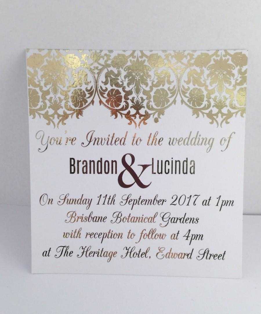 Gold Foil Wedding Invitation Set With Rsvp Card - Sample Throughout Engagement Invitation Card Template