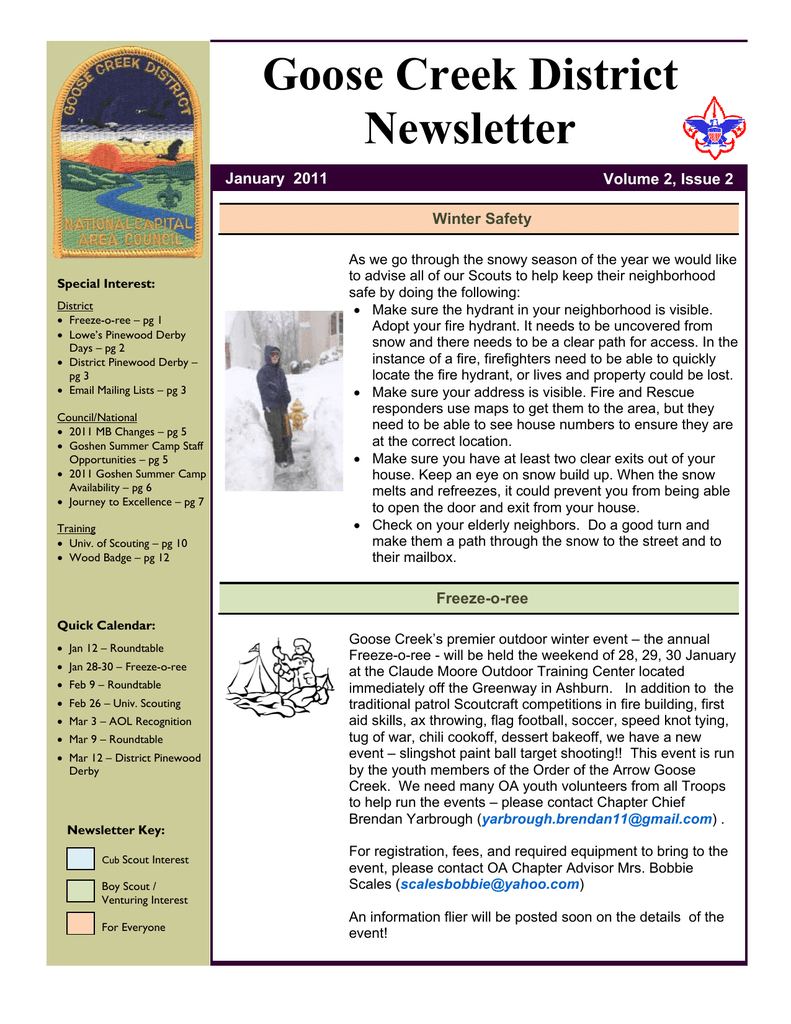 Goose Creek District Newsletter Regarding Cub Scout Newsletter Template