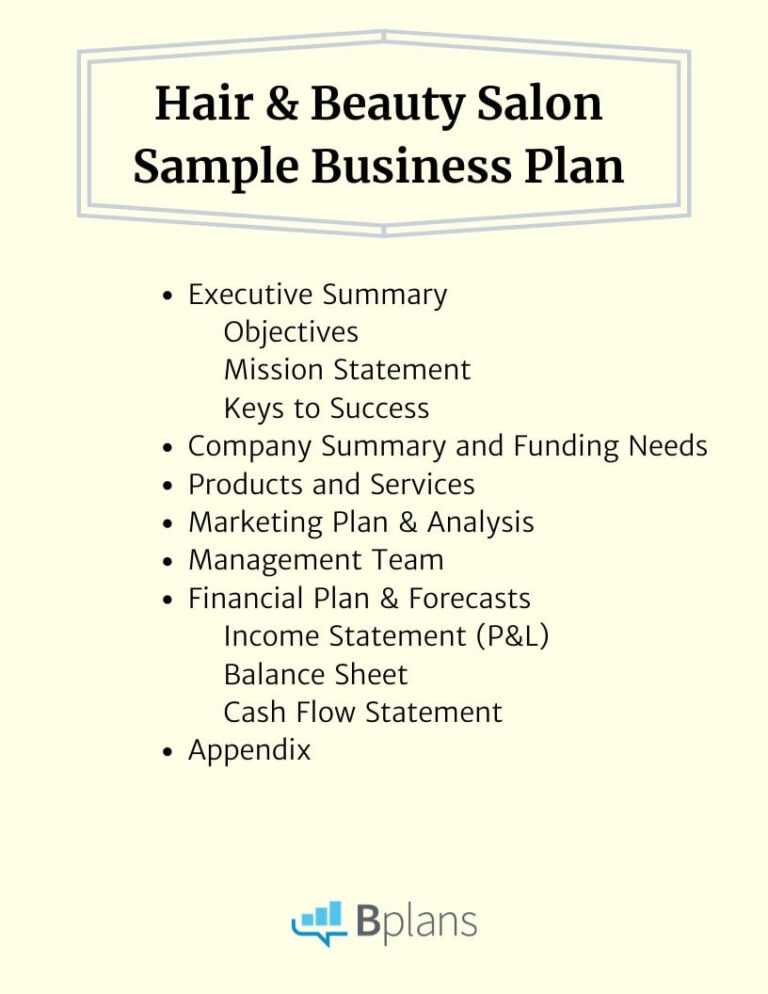 business plan outline for beauty supply store