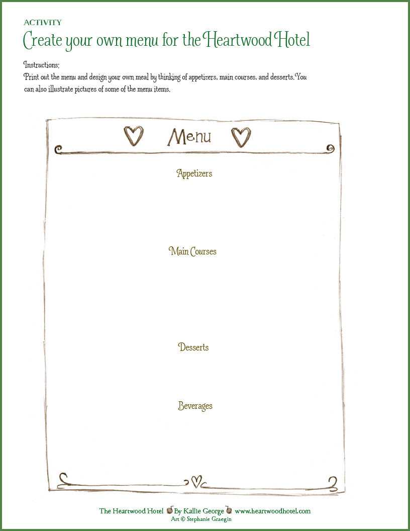Heartwood Hotel Intended For Design Your Own Menu Template