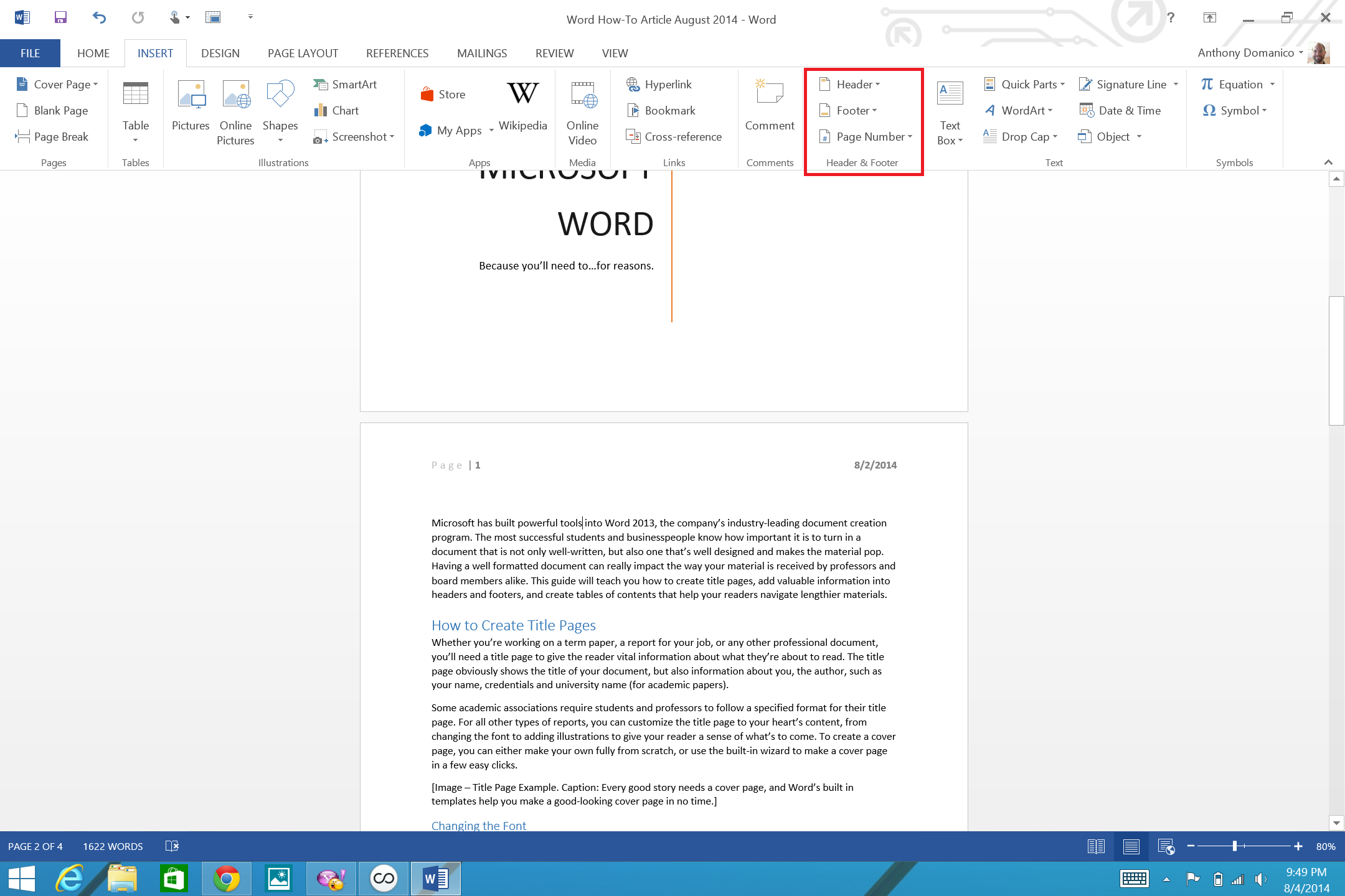 How To Add Page Numbers And A Table Of Contents To Word With Contents Page Word Template