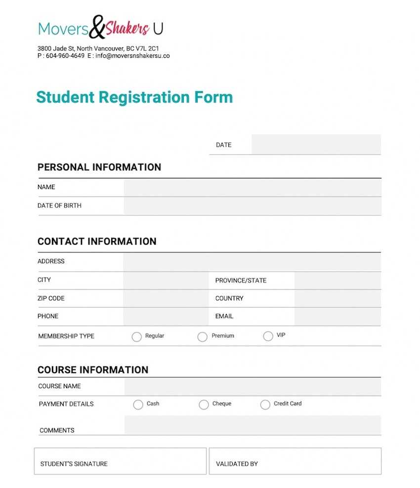 How To Customize A Registration Form Template Using In Enquiry Form Template Word