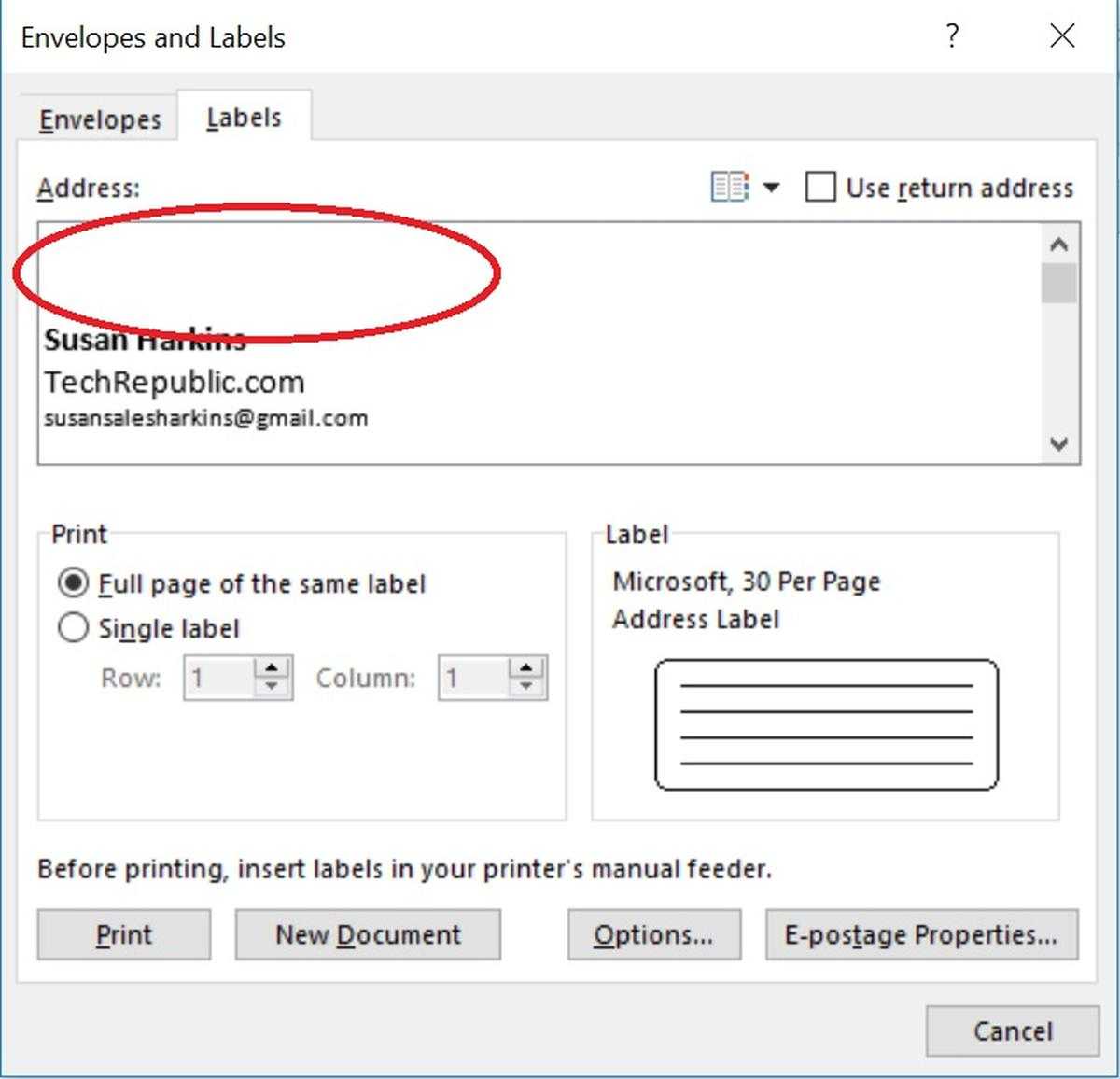 How To Insert Graphics Into Word Label Documents – Techrepublic Intended For Creating Label Templates In Word