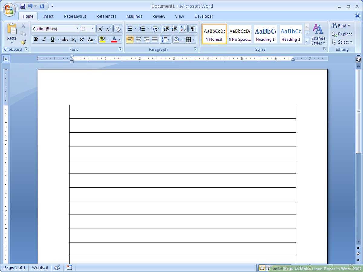 How To Make Lined Paper In Word 2007: 4 Steps (With Pictures) Intended For College Ruled Lined Paper Template Word 2007