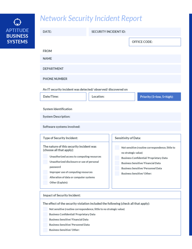 Customer Incident Report Form Template