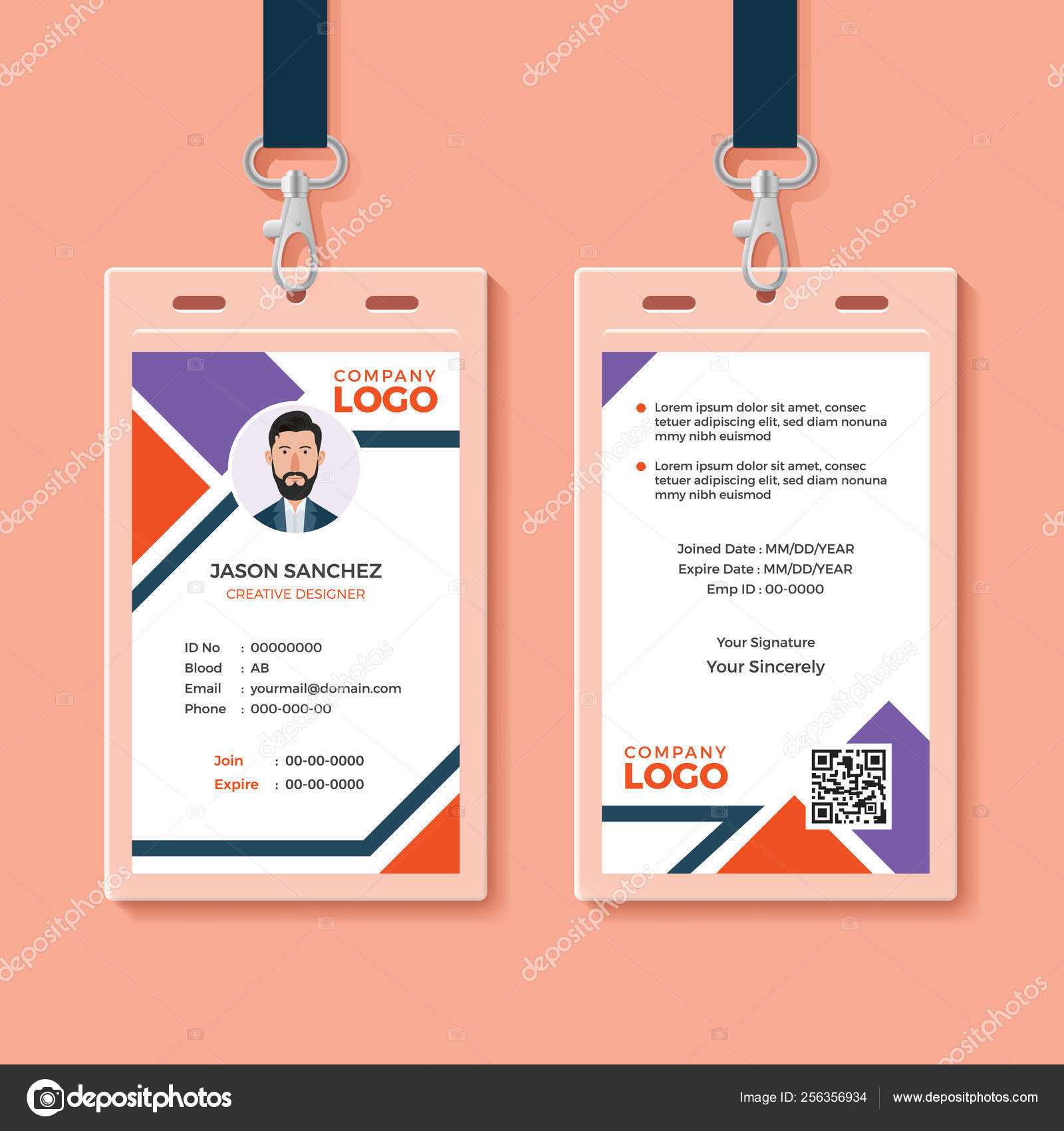 Id Card Design Template — Stock Vector © Bonezboyz #256356934 Regarding Company Id Card Design Template