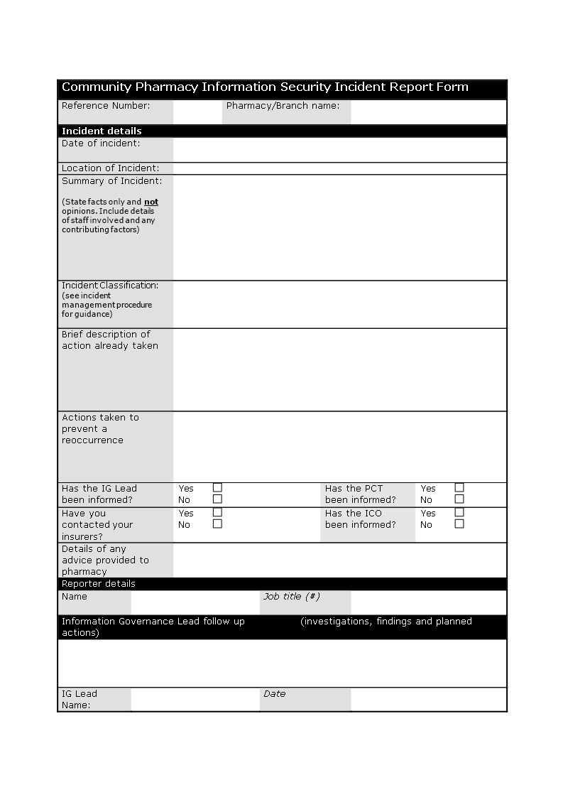 Information Security Incident Report Template | Templates At With Regard To Computer Incident Report Template
