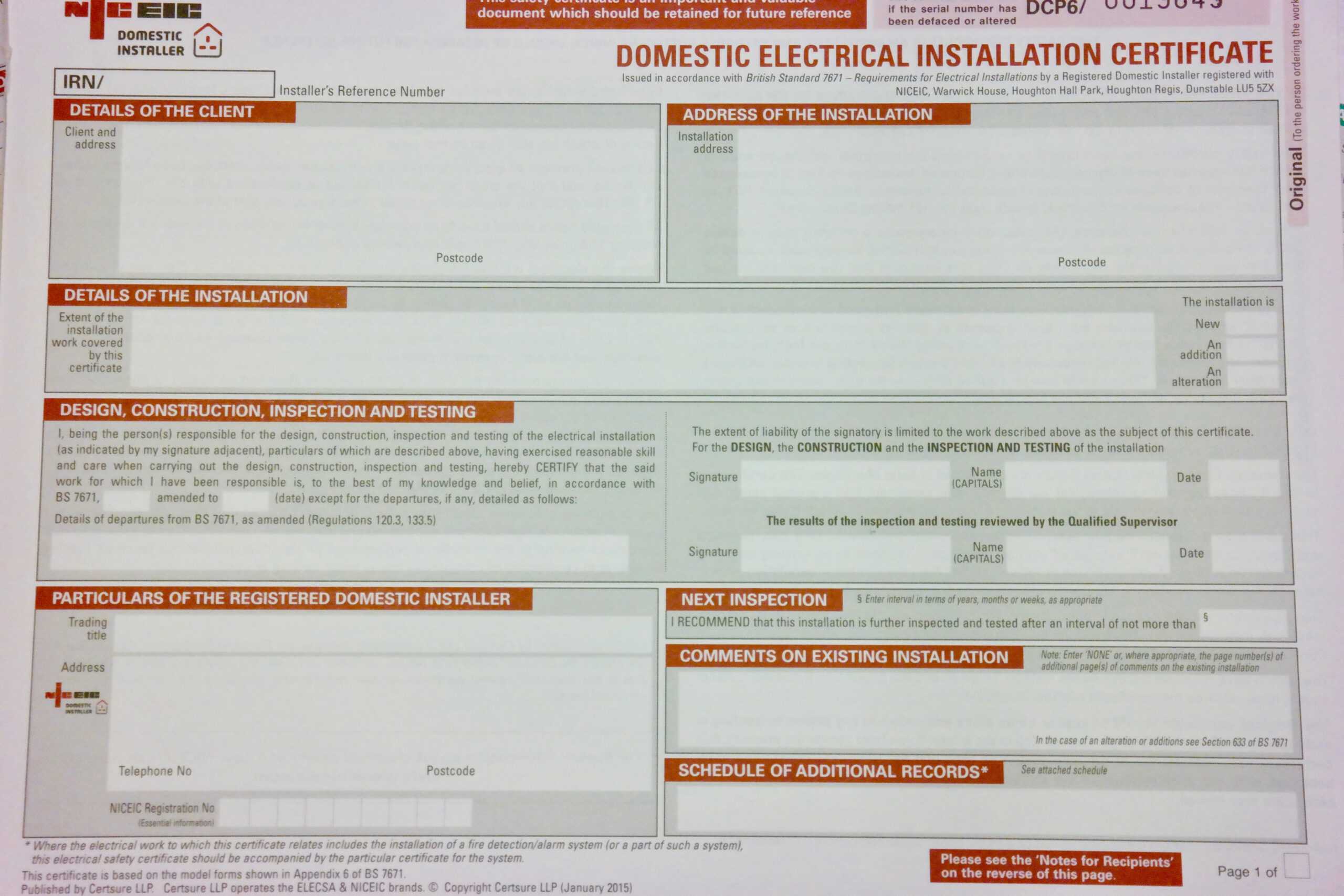 Inspections, Certification & Testing – Auber Electrical With Electrical Installation Test Certificate Template