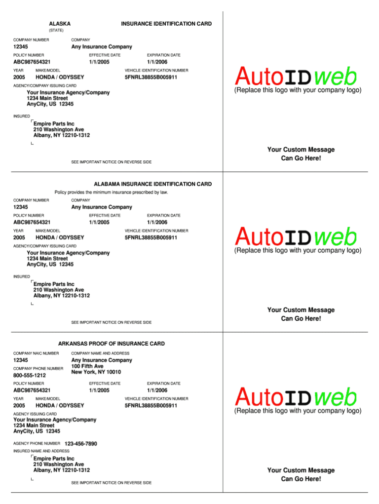 Insurance Card Template Fill Online, Printable, Fillable for Free