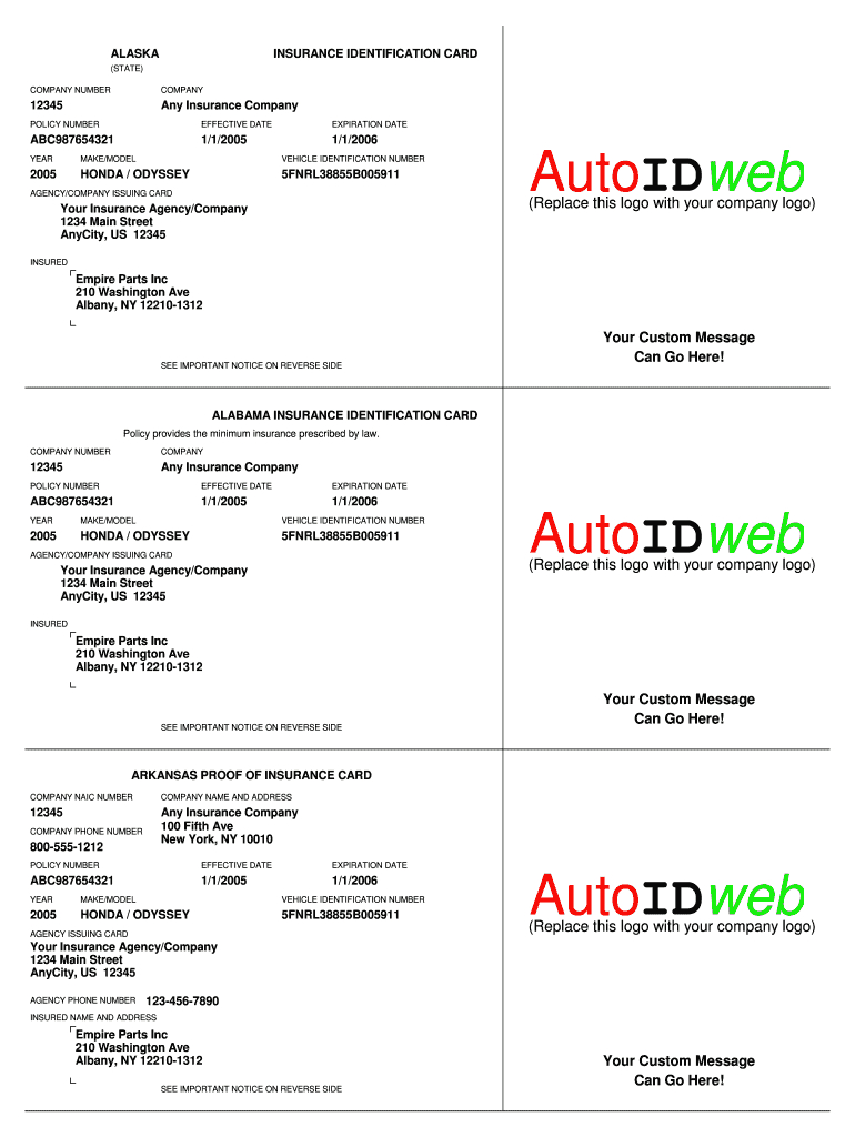 Insurance Card Template – Fill Online, Printable, Fillable For Free Fake Auto Insurance Card Template