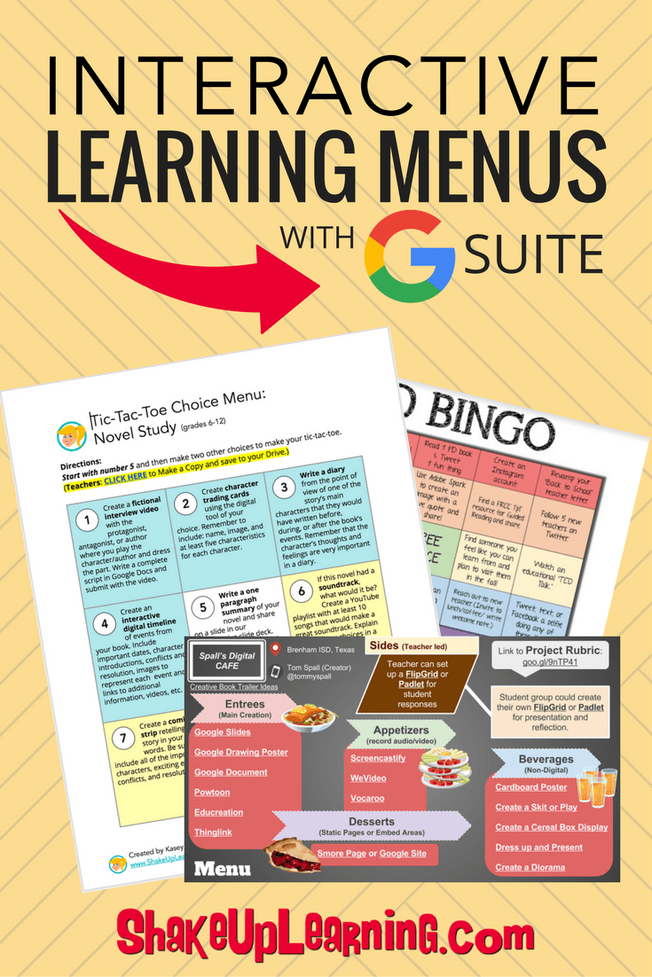 Interactive Learning Menus (Choice Boards) Using Google Docs Inside Digital Menu Templates Free