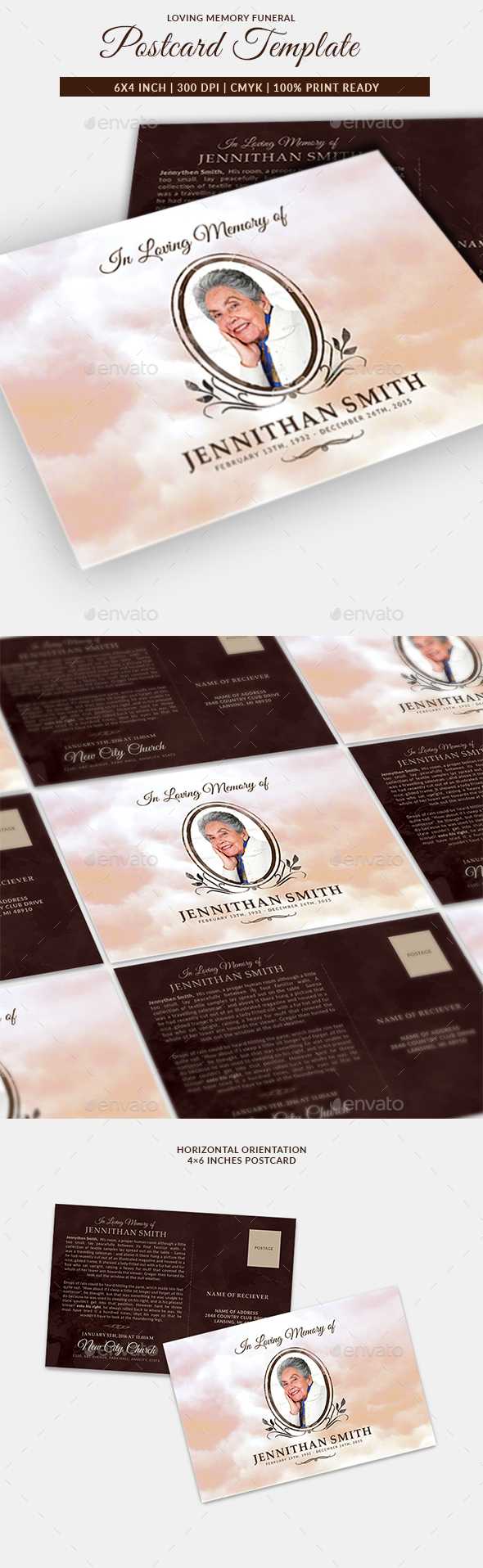 Invitation Postcard Graphics, Designs & Templates Inside Funeral Invitation Card Template