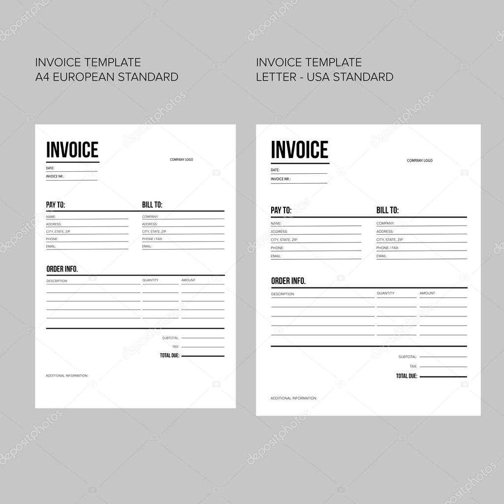 Invoice / Business Template – European And Usa Standard Pertaining To European Invoice Template
