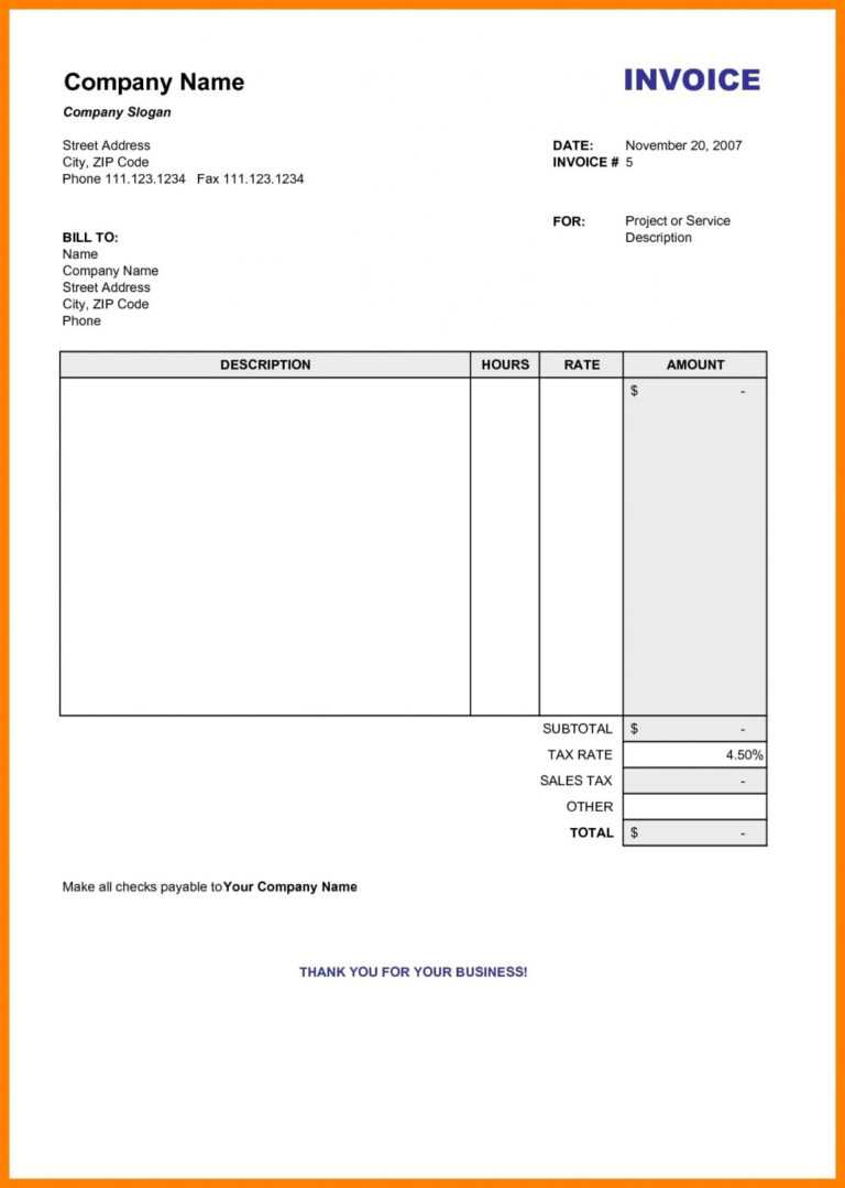 invoice professional services