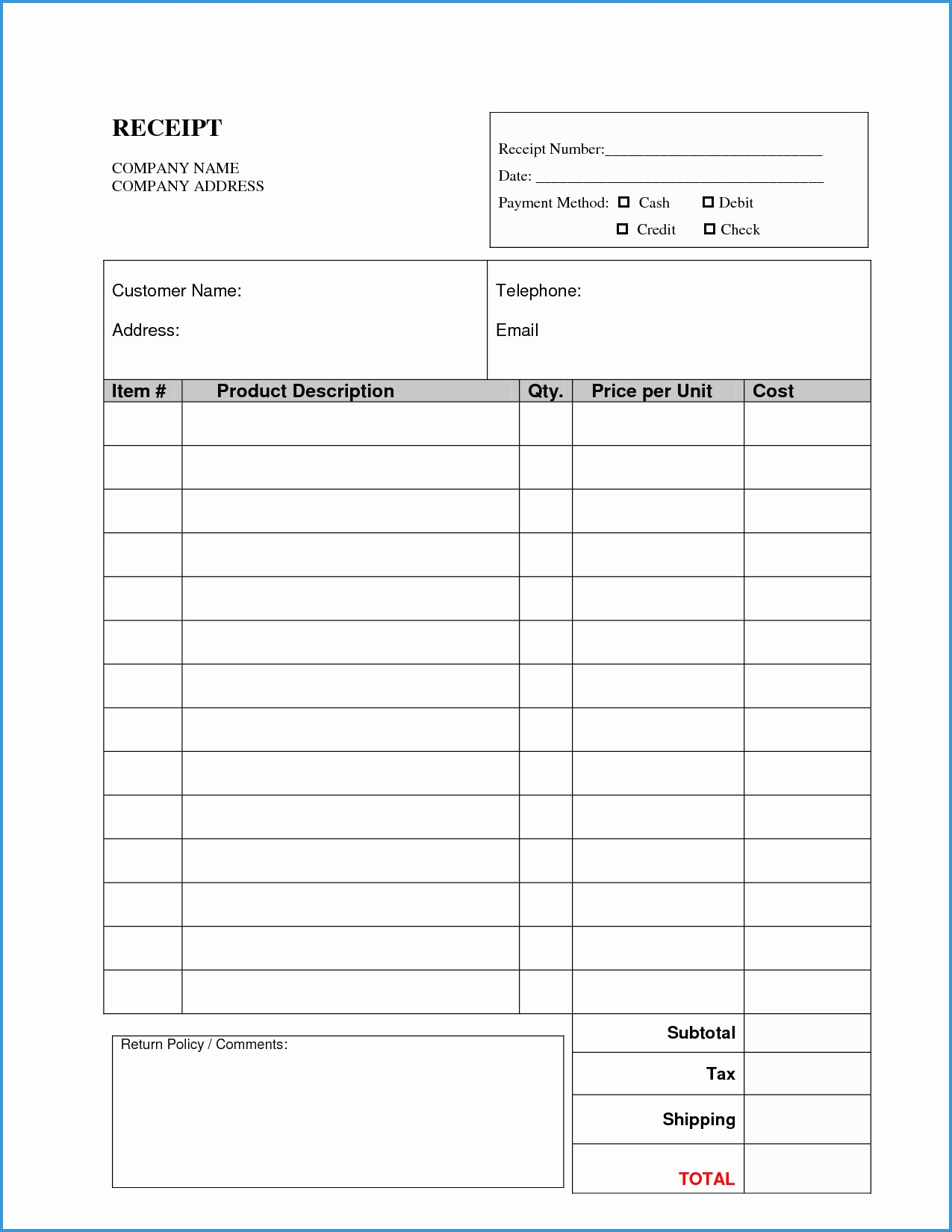 Invoice Examples Blank Template Pdf Free Service Receipt Inside Free Bill Invoice Template Printable