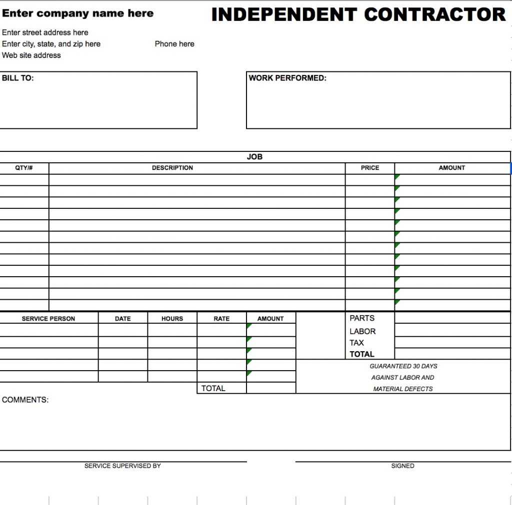 Invoice Template Contractor | Invoice Example Intended For Contractor Invoices Templates