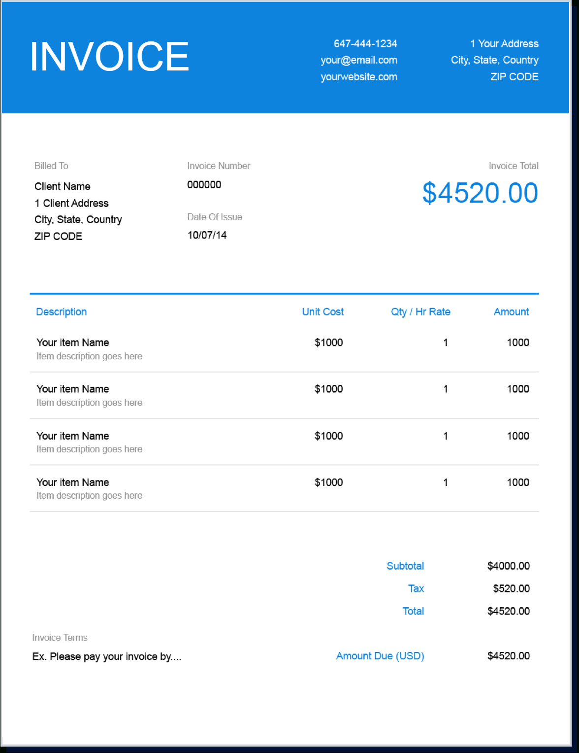 Invoice Template | Create And Send Free Invoices Instantly Intended For Download An Invoice Template