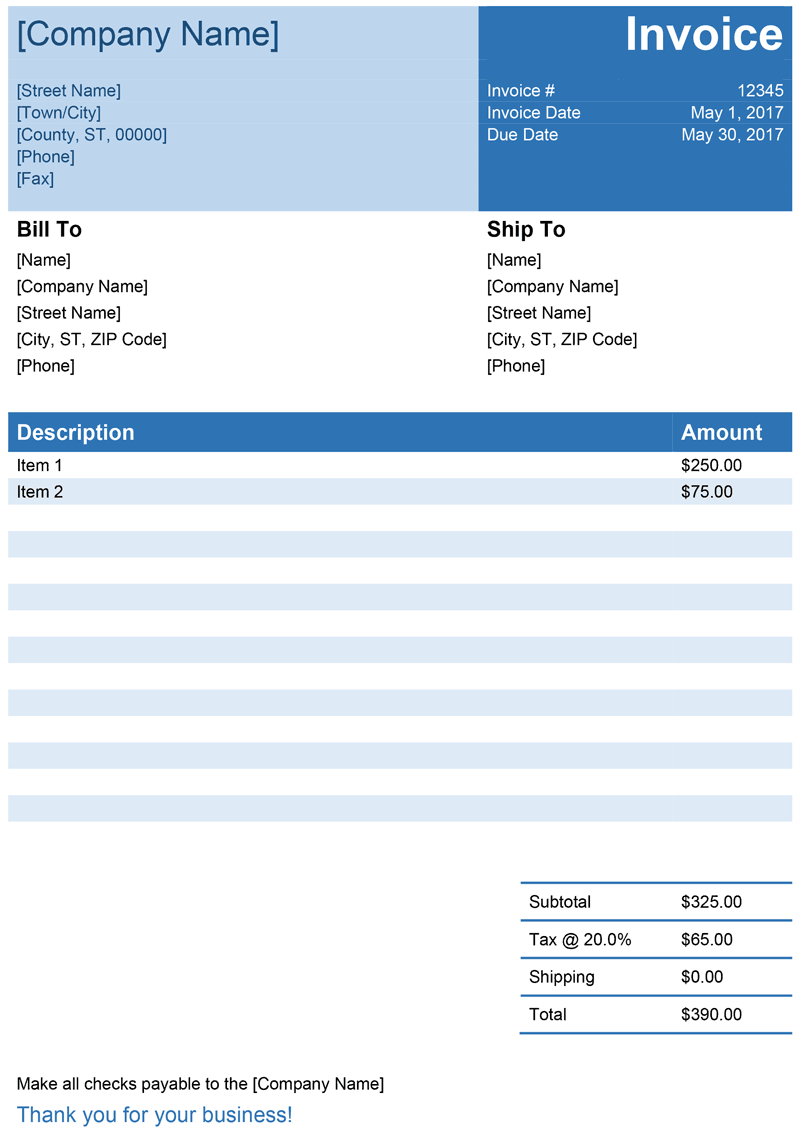 Invoice Template For Word - Free Simple Invoice Regarding Free Downloadable Invoice Template For Word