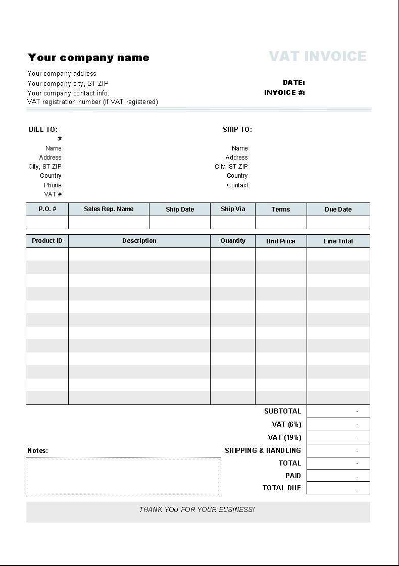 Invoice Template With Two Vat Tax Rates – Invoice Manager With European Invoice Template