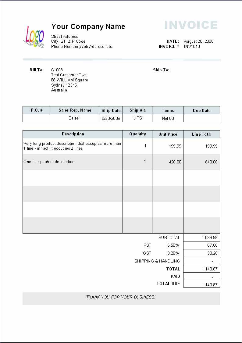 Invoice Template Xls | Invoice Example Intended For Export Invoice Template Quickbooks