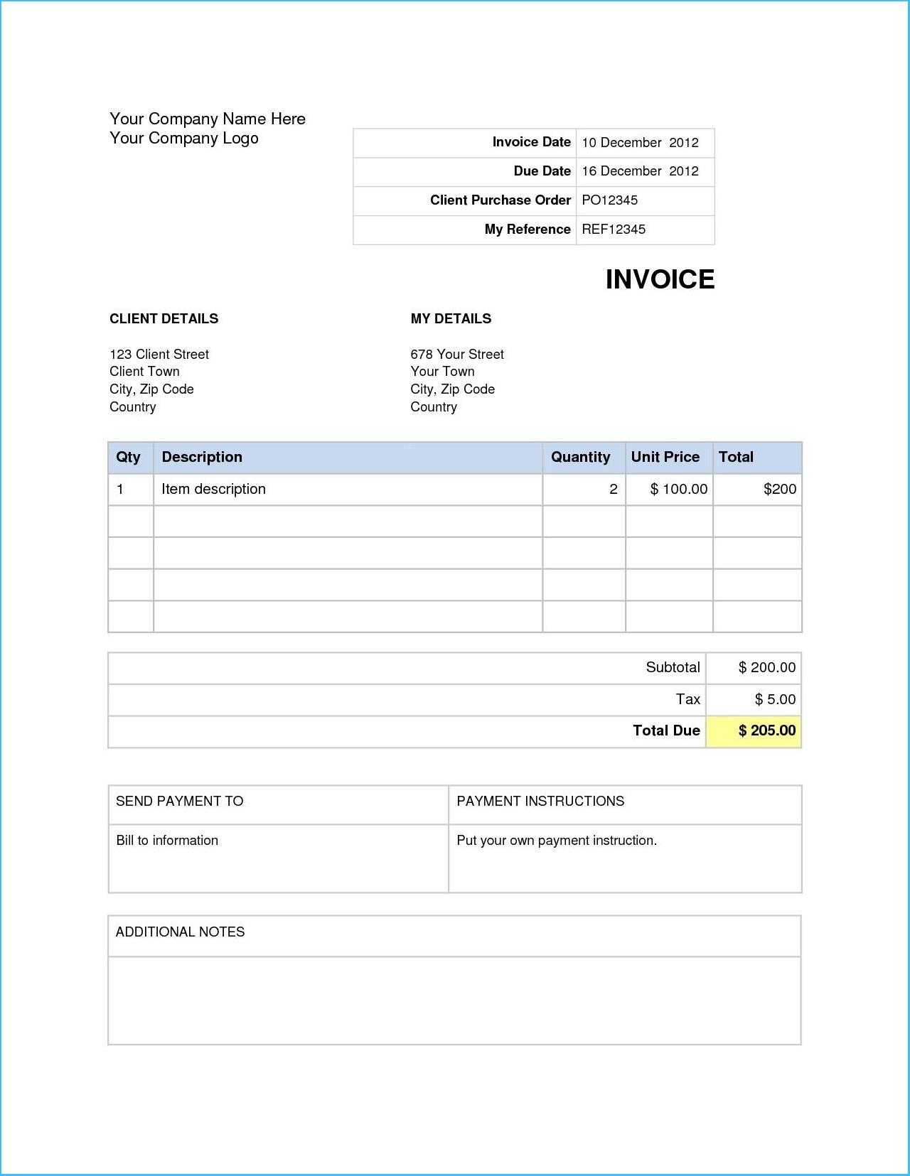 Invoice Word Doc – Colona.rsd7 For Free Downloadable Invoice Template For Word