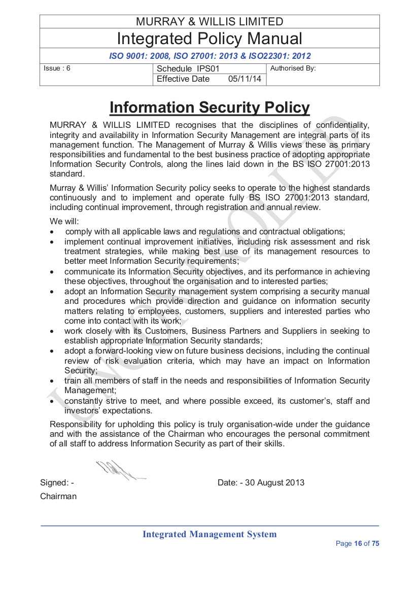 Iso 27001:2013 Clause 5.2 Information Security Policies And Inside Cyber Security Policy Template