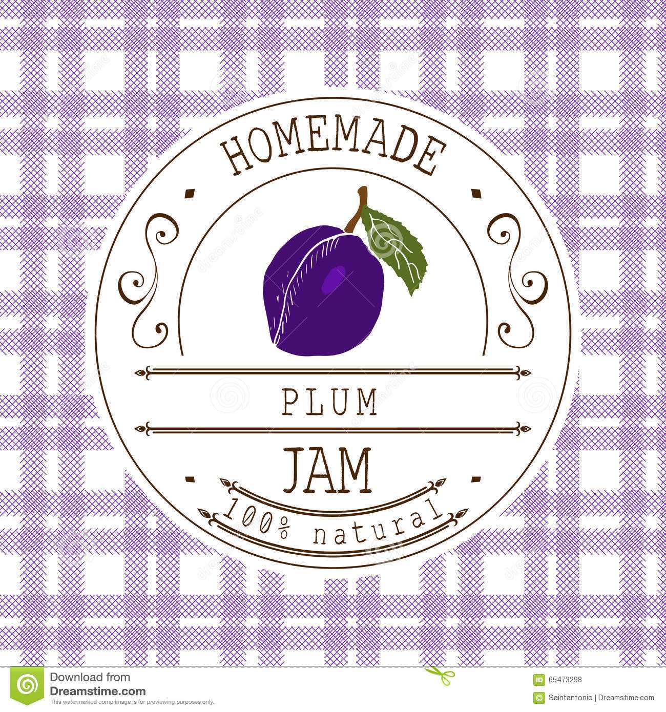 Jam Label Design Template. For Plum Dessert Product With Inside Dessert Labels Template