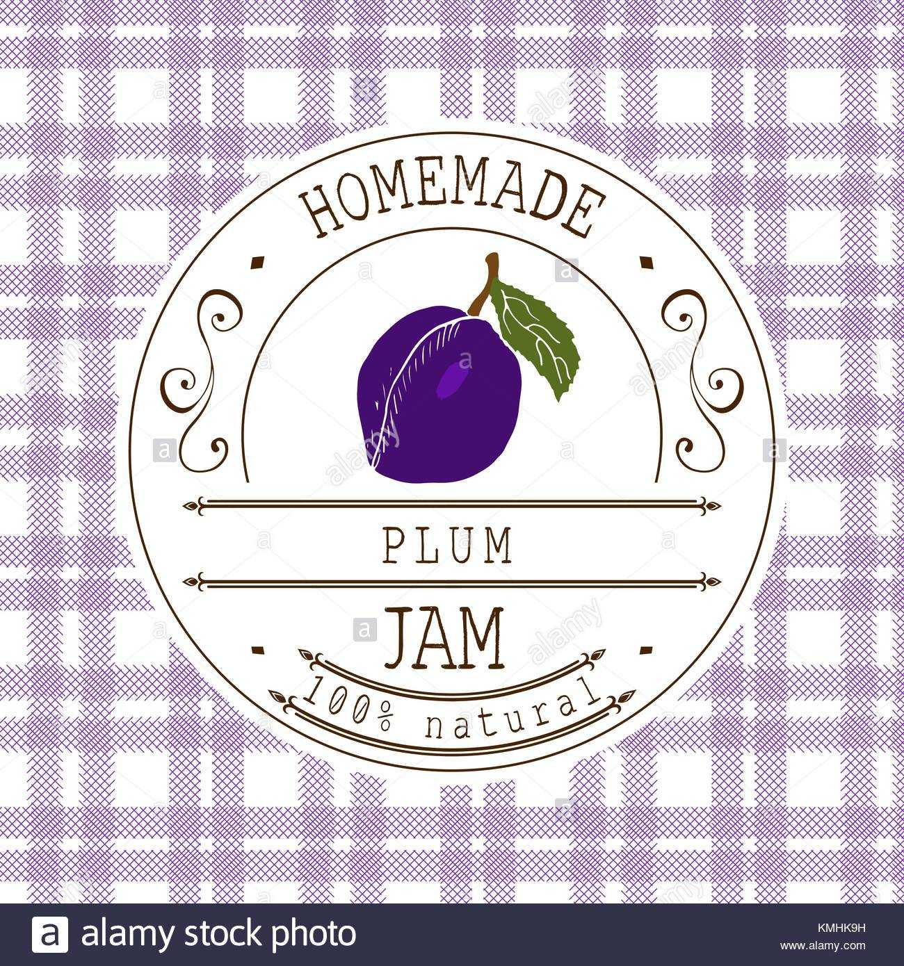 Jam Label Design Template. For Plum Dessert Product With Pertaining To Dessert Labels Template
