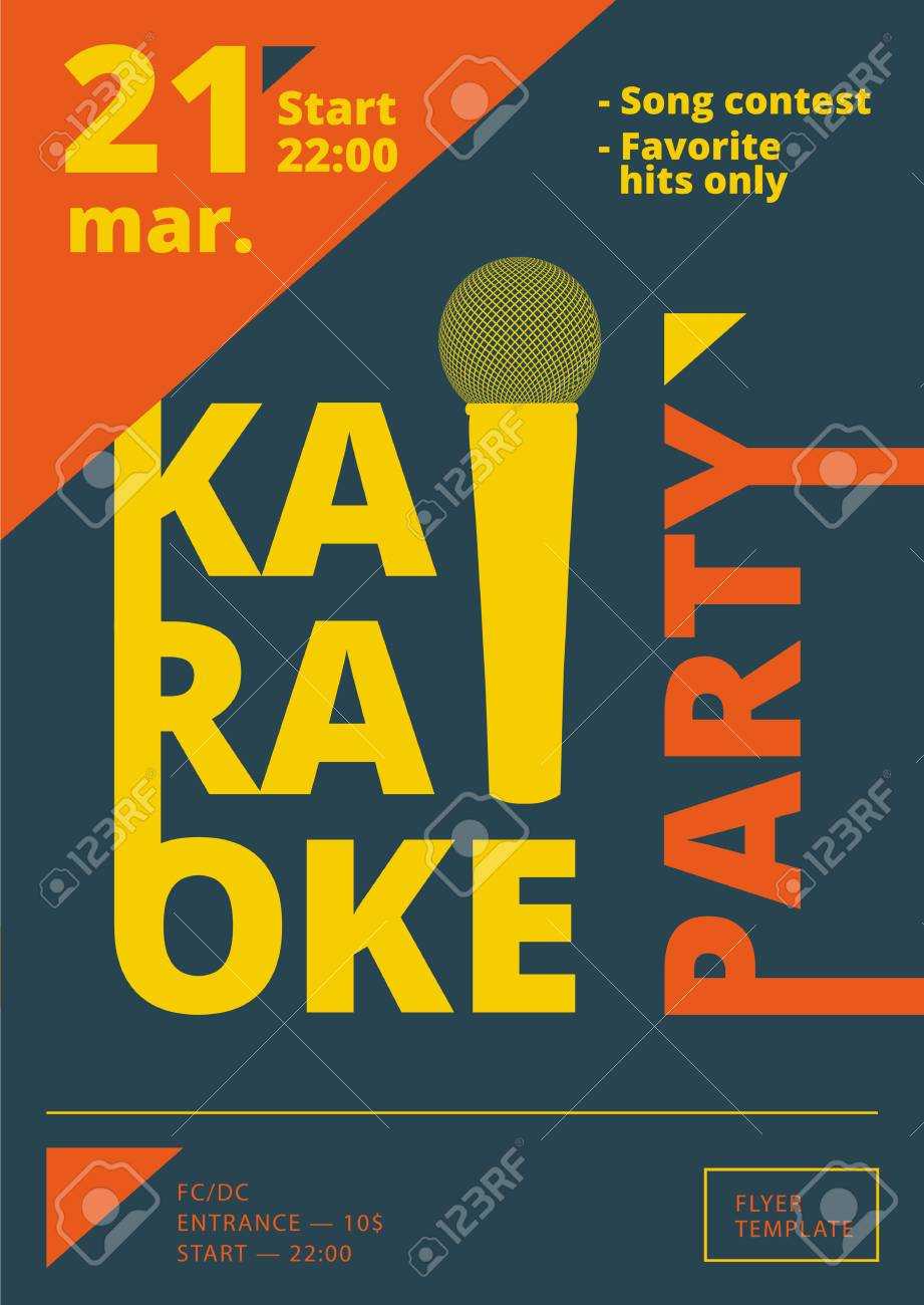 Karaoke Party Poster Or Flyer Template In A4 Size. Song Contest.. Pertaining To Contest Flyer Template