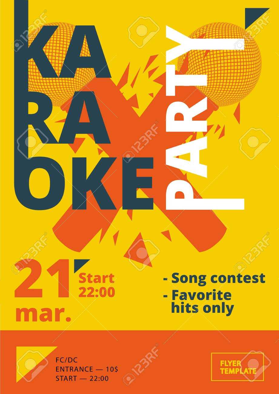 Karaoke Party Poster Or Flyer Template In A4 Size. Song Contest.. Within Contest Flyer Template